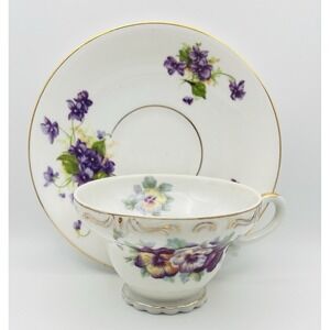 Royal Phoenix Bone China Teacup Saucer Set Floral Gold Trim Vintage England